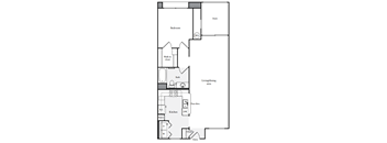 One bedroom one bath apartment floorplan